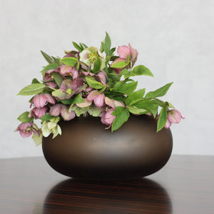 Vase HYDRIA, breit, walnussbraun