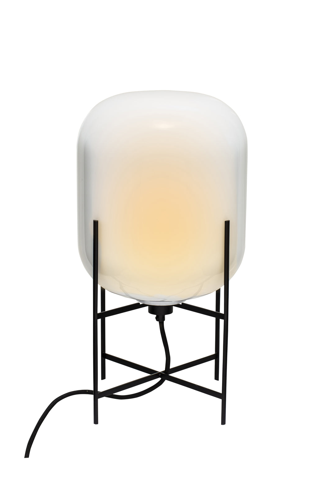 Pulpo: Tischlampe Oda small, Milchglas, schwarzes Gestell