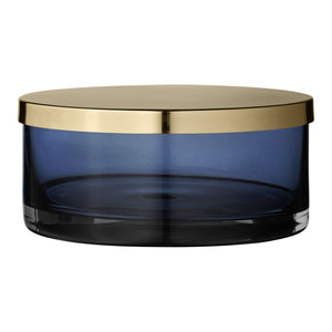 Blaue Glasdose TOTA von AYTM Masse: H: 7 cm, Durchmesser: 15.6 cm